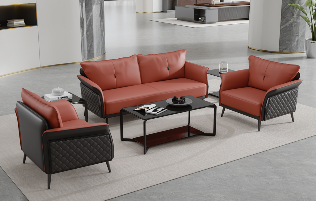 辦公區 洽談沙發 ZY2368波爾多紅/卡其