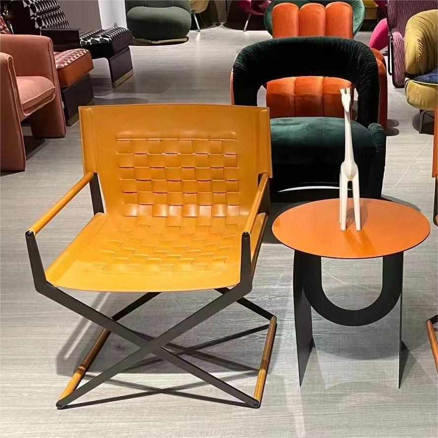 Roma系列編織皮休閒椅RM-LG-002棕