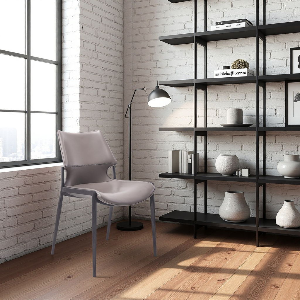 現代簡約 鋼架皮質 餐椅TS3657