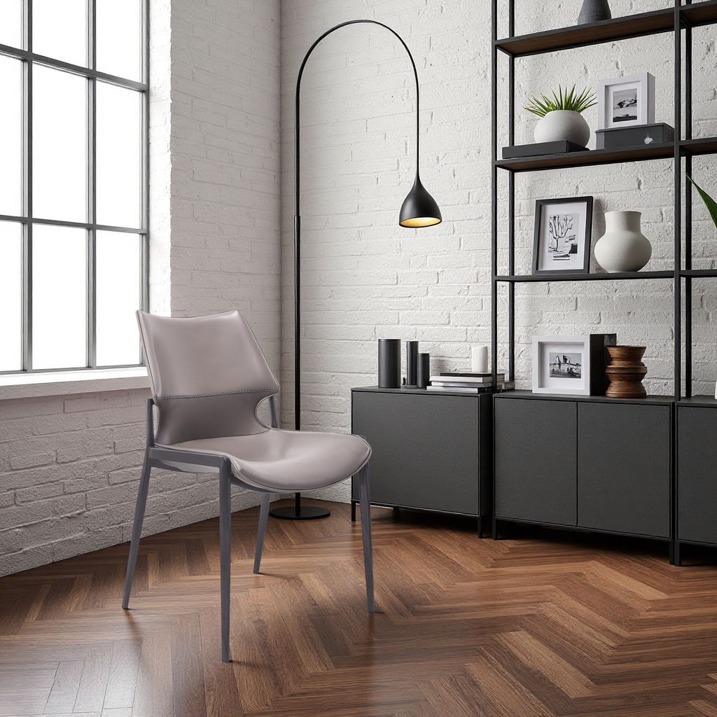 現代簡約 鋼架皮質 餐椅TS3657