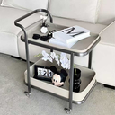 現代簡約 馬鞍皮不鏽鋼  小推車邊几YJJ-A45#