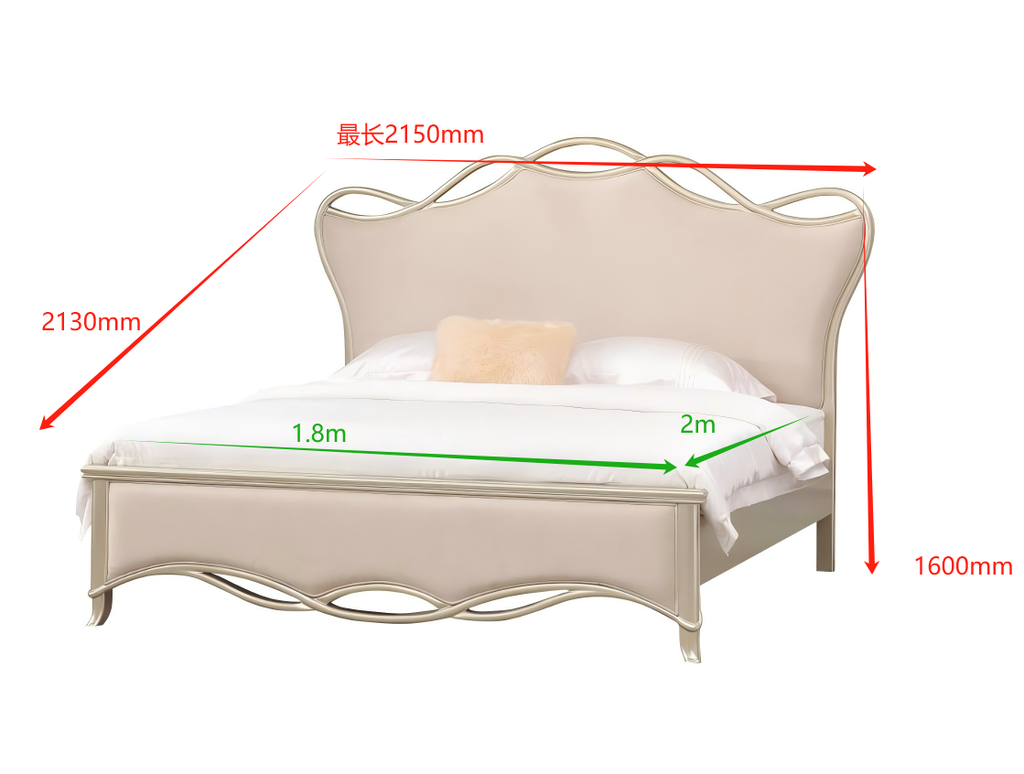 歐美式 真皮軟靠 1.8米 實木絲帶床QJ-FA11床（尺寸待確認）
