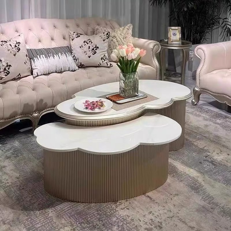 美式輕奢 大理石檯面 花瓣組合茶几 QJ尺寸待確認