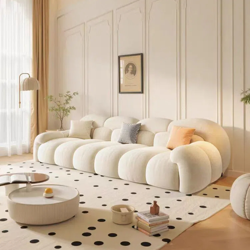 奶油風 直排雲朵貓抓布沙發 OL-2156#