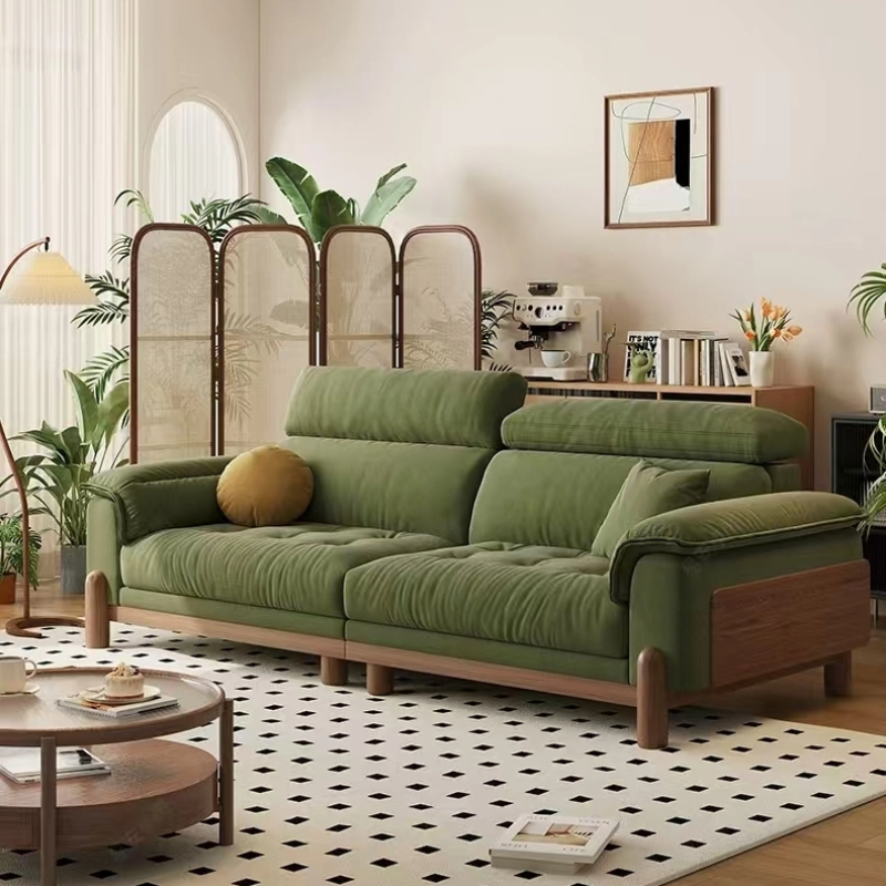 奶油風 日式牛油果色直排布沙發 OL-2236#