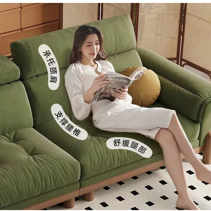 奶油風 日式牛油果色直排布沙發 OL-2236#