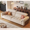 中古侘寂風 直排棉麻實木雲朵布沙發 OL-2368#