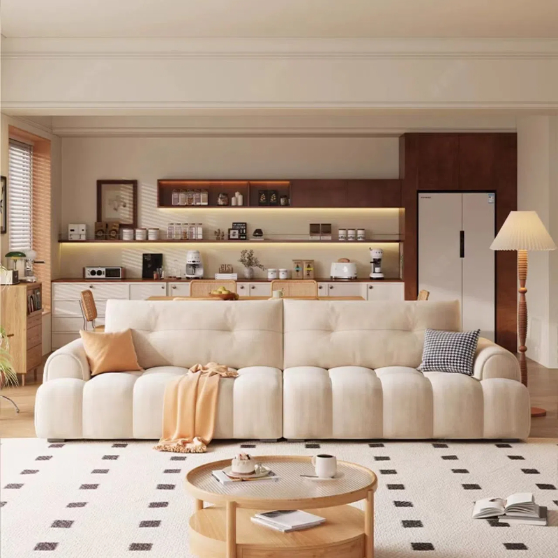 奶油風 直排棉花糖貓抓布沙發 OL-2372#