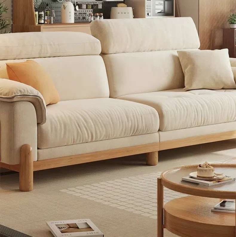 奶油風 小戶型直排原木布沙發 OL-2387#