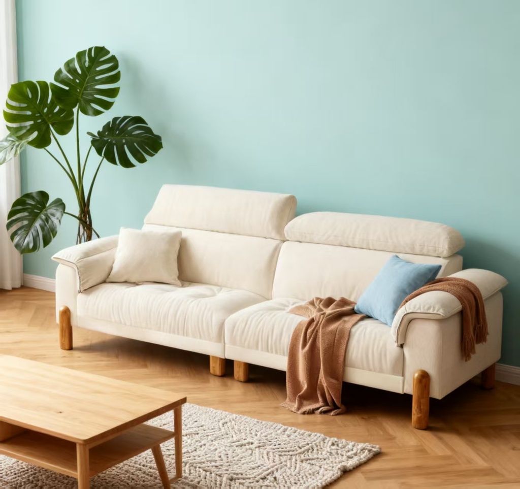 奶油風 直排雲朵實木貓抓布沙發 OL-2389#