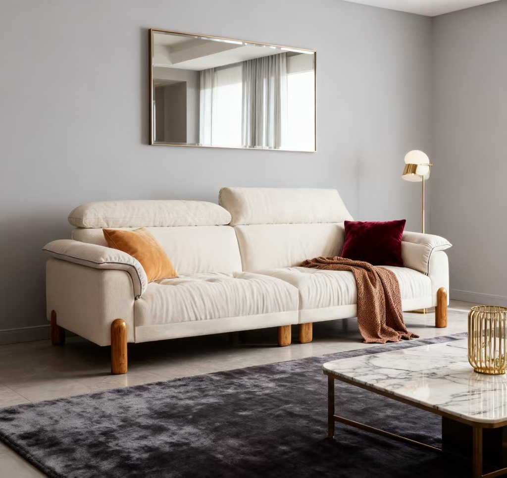 奶油風 直排雲朵實木貓抓布沙發 OL-2389#