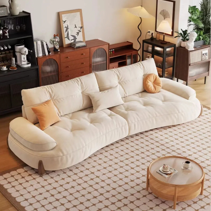 奶油風 弧形泡芙棉花糖直排布沙發 OL-2897#
