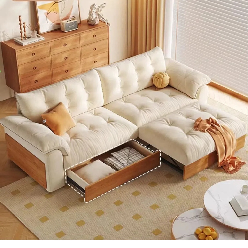 北歐風 實木沙發床折疊兩用布沙發 OL-512#