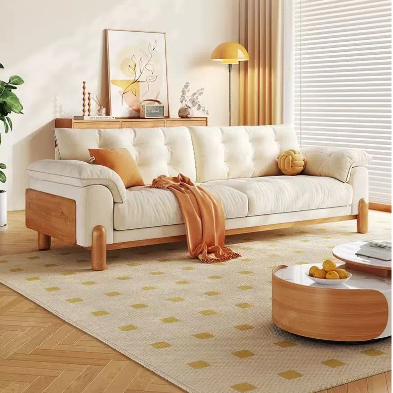 北歐風 直排雲朵小戶型實木布沙發 OL-552#