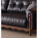 中古侘寂風 直排高腳頭層牛皮沙發 OL-丽贝#