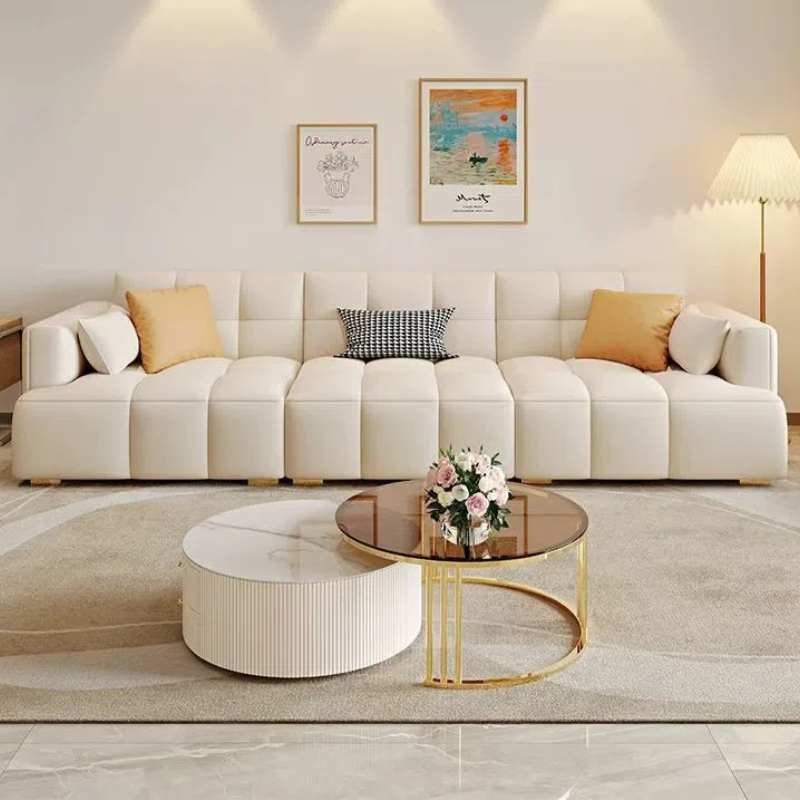 奶油風 直排小戶型頭層牛皮沙發 OL-212#