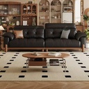 中古侘寂風 直排實木頭層牛皮沙發 OL-茗宁#