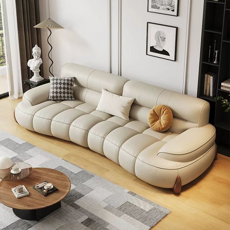 義式極簡風 大坐深鋼琴鍵弧形皮沙發 OL-8002#