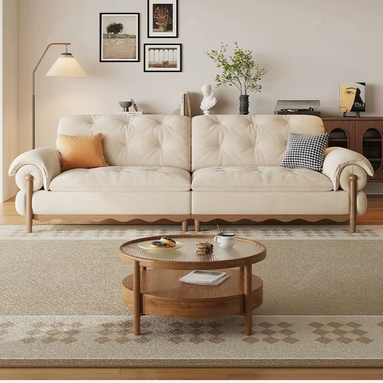 中古侘寂風 直排法式復古實木布沙發 OL-伊雪#