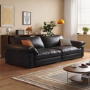 義式極簡風 小戶型黑色復古頭層牛皮沙發 OL-子规#