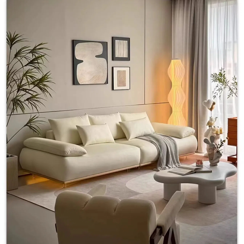 現代簡約風 小戶型直排日式頭層牛皮沙發 OL-锦云#