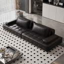 義式極簡風 黑色直排頭層牛皮組合沙發 OL-劳伦斯#