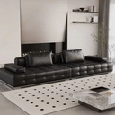 義式極簡風 黑色直排頭層牛皮組合沙發 OL-劳伦斯#