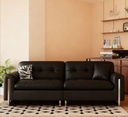 中古侘寂風 小戶型直排黑色頭層牛皮沙发 OL-司言#