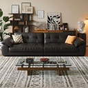 中古侘寂風 小戶型直排復古頭層牛皮沙發 OL-梧风#