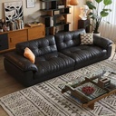 中古侘寂風 小戶型直排復古頭層牛皮沙發 OL-梧风#