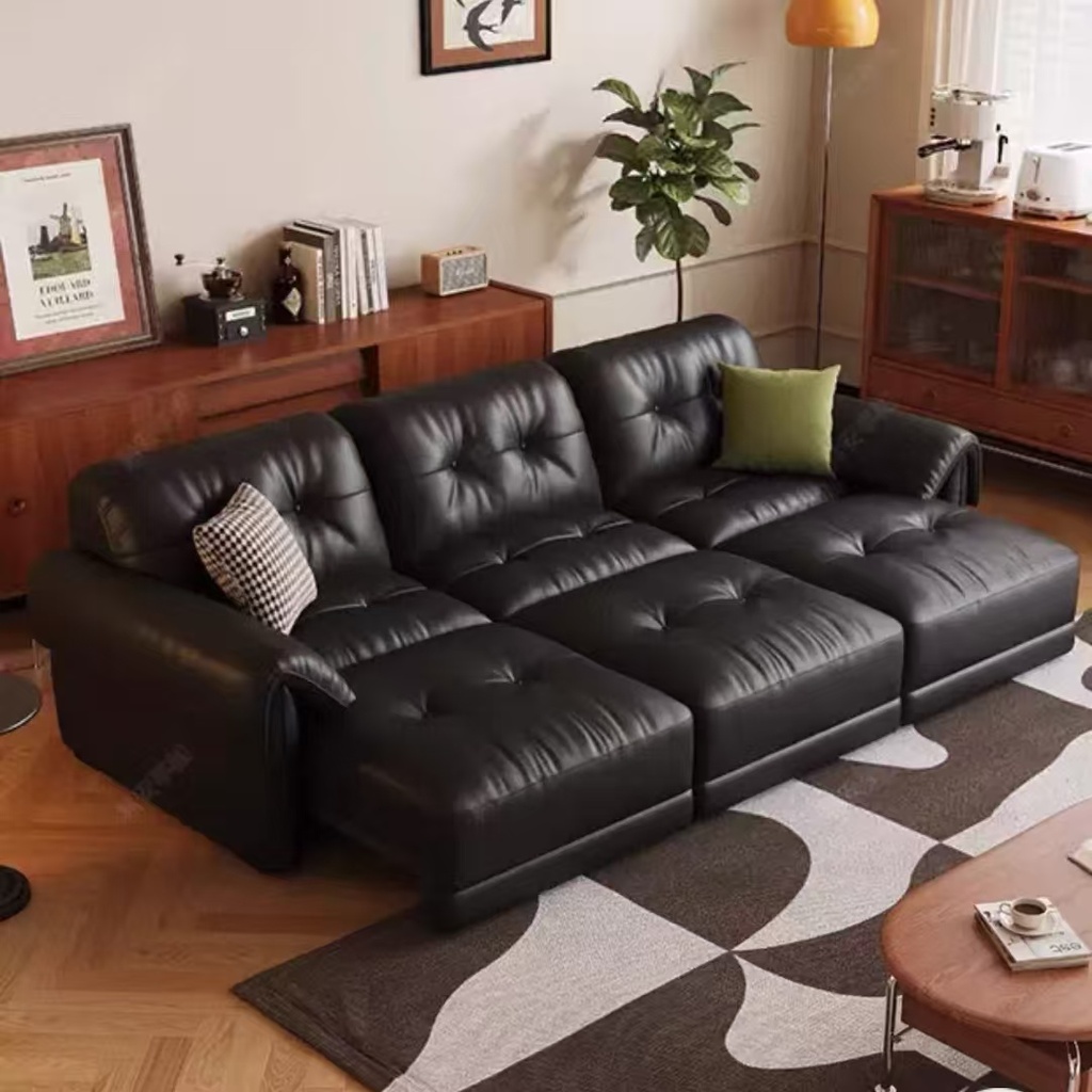 中古侘寂風 復古電動多功能伸縮真皮沙發 OL-君悦#