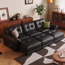 中古侘寂風 復古電動多功能伸縮真皮沙發 OL-君悦#