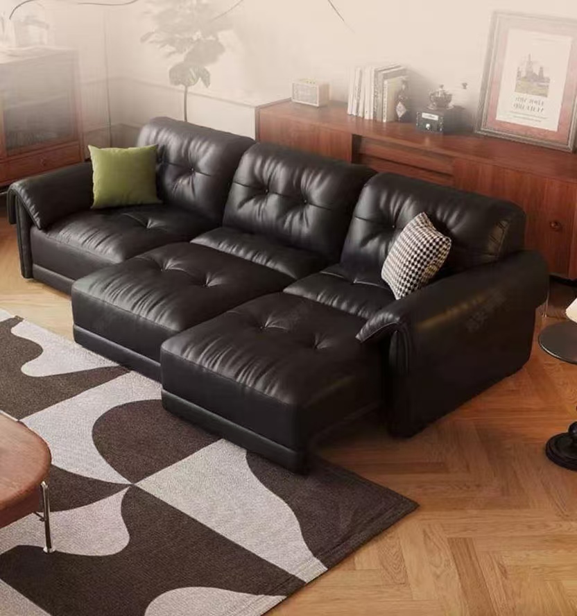 中古侘寂風 復古電動多功能伸縮真皮沙發 OL-君悦#