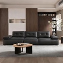 中古侘寂風 可移動調節靠背豆腐塊直排皮沙發 OL-916#