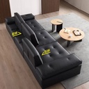 中古侘寂風 可移動調節靠背豆腐塊直排皮沙發 OL-916#