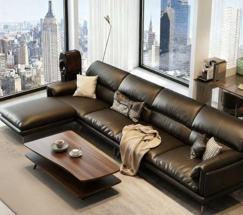 義式極簡風 直排小戶型頭層牛皮沙發 OL-8088#