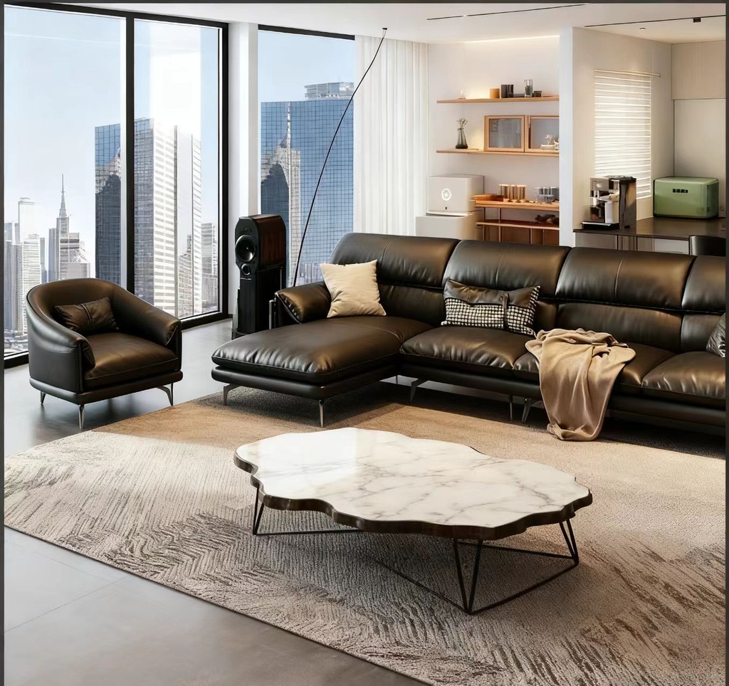 義式極簡風 直排小戶型頭層牛皮沙發 OL-8088#