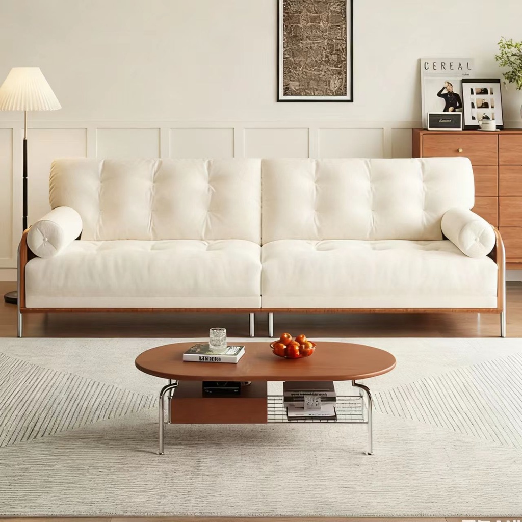 中古侘寂風 小戶型直排雲朵可拆洗布沙發 OL-念珠#