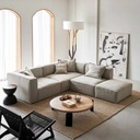 中古侘寂風 羽絨可拆洗棉麻豆腐塊布沙發 OL-柳岸#