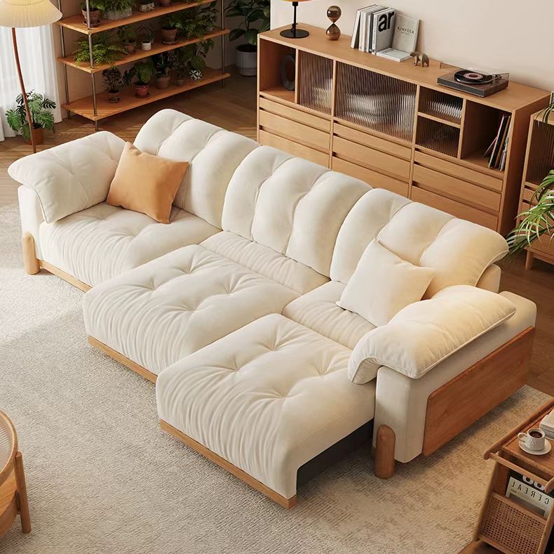 義式極簡風 電動多功能伸縮直排原木布沙發 OL-瀾予#