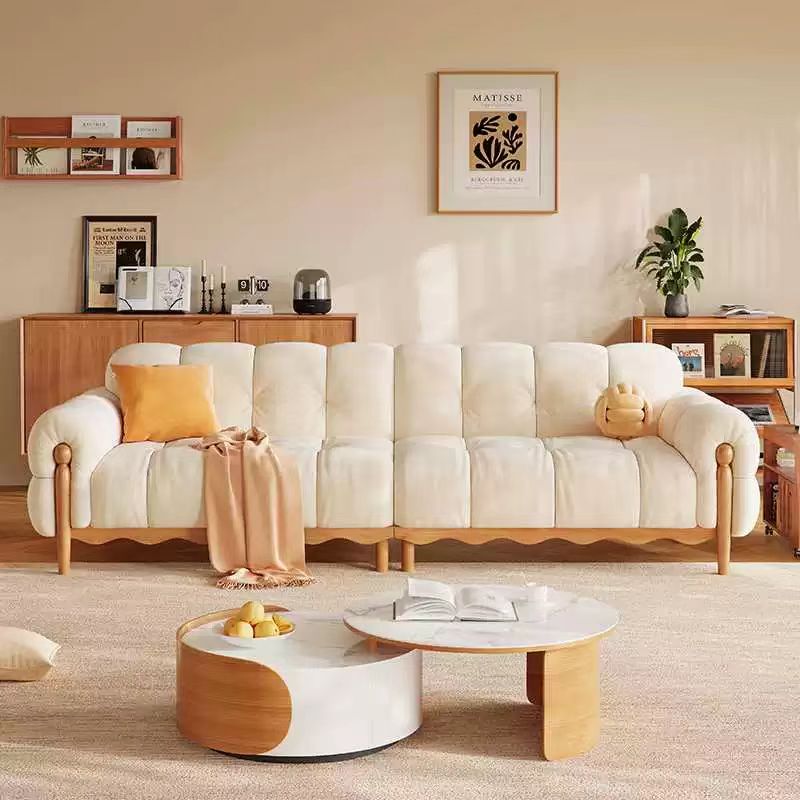 義式極簡風 直排小戶型奶油鋼琴鍵布沙發 OL-福德#