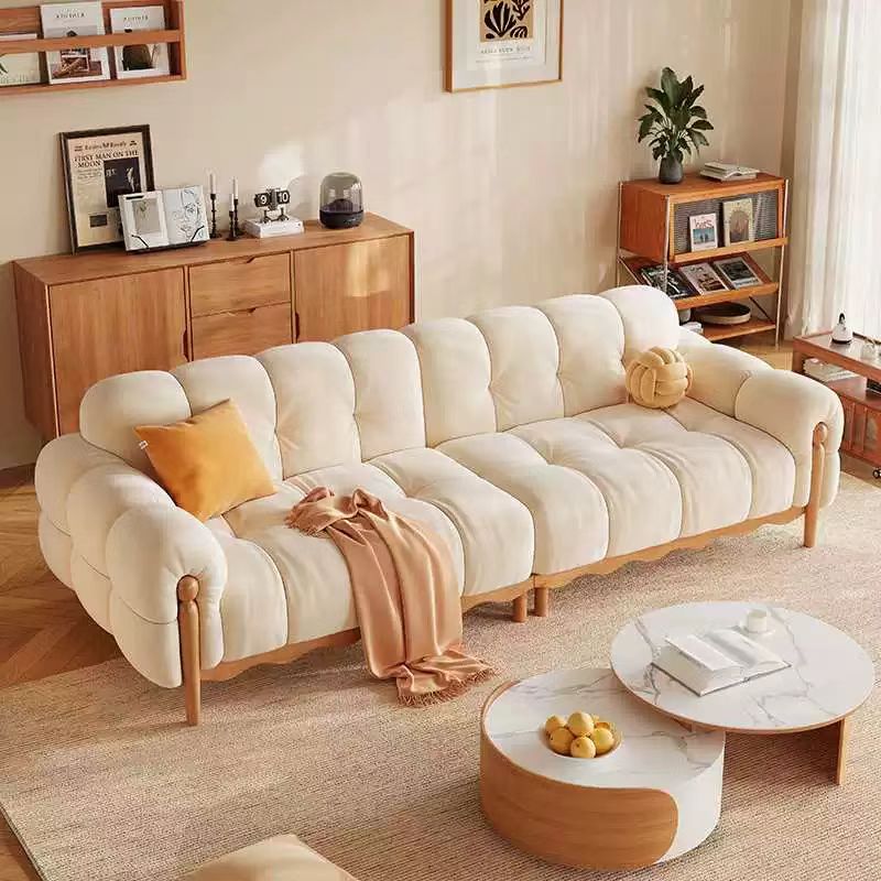 義式極簡風 直排小戶型奶油鋼琴鍵布沙發 OL-福德#