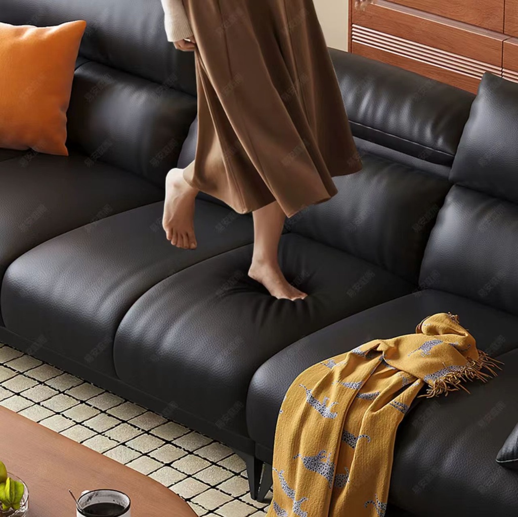 義式極簡風 小戶型直排輕奢頭層牛皮沙發 OL-2699#