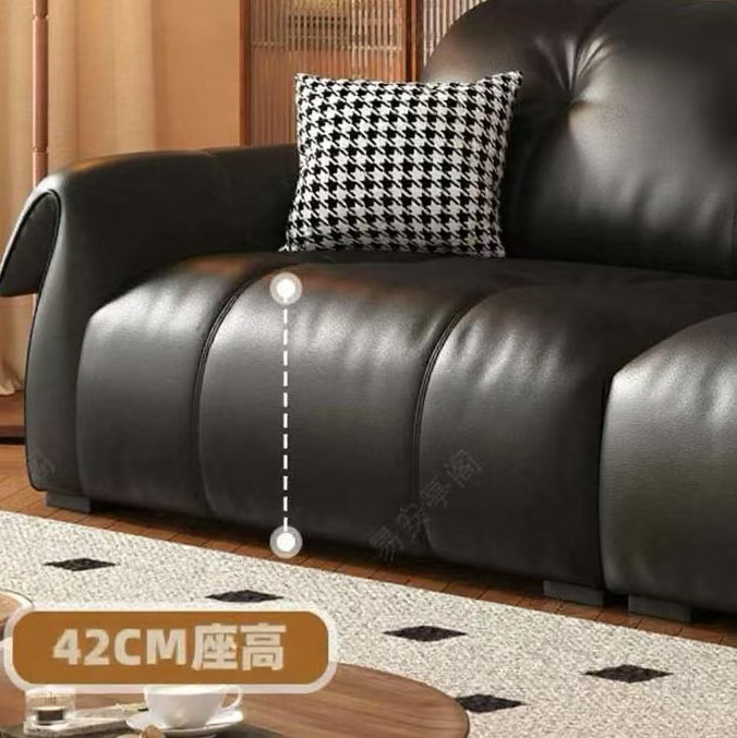 義式極簡風 復古輕奢頭層牛皮大象耳朵皮沙發 OL-2988#