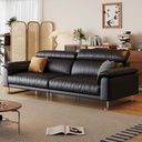 中古侘寂風 小戶型直排黑色簡約真皮沙發 OL-克里#