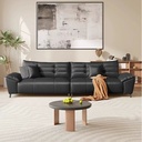 義式極簡風 直排小戶型黑色頭層牛皮沙發 OL-蒂洛#