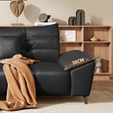 義式極簡風 直排小戶型黑色頭層牛皮沙發 OL-蒂洛#