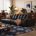 中古侘寂風 小戶型泡芙拉扣黑糖波波沙發 OL-豪尔#