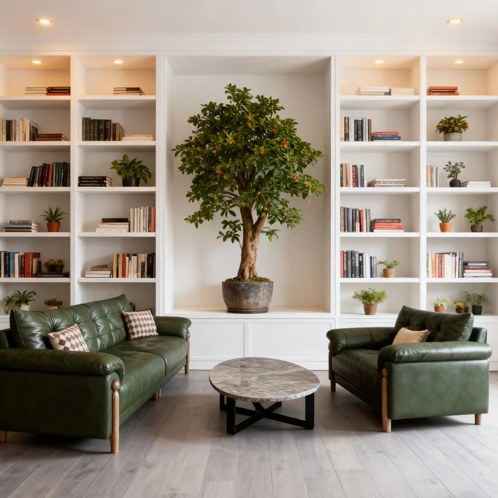 中古侘寂風 綠色直排雲朵油蠟皮沙發 OL-幻思#