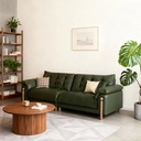 中古侘寂風 綠色直排雲朵油蠟皮沙發 OL-幻思#